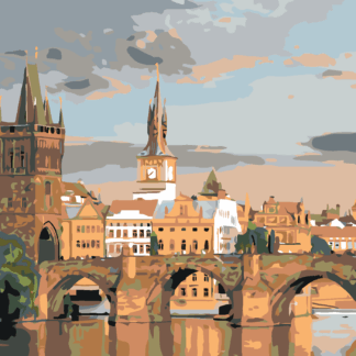 Malování podle čísel - POHLED NA KARLŮV MOST Rozměr: 40x50 cm, Rámování: vypnuté plátno na rám
