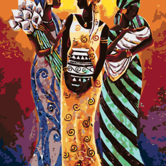 Malování podle čísel - TŘI AFRICKÉ ŽENY Rozměr: 80x100 cm, Rámování: bez rámu a bez vypnutí plátna