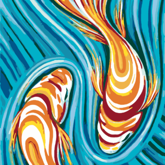 Malování podle čísel - RYBKY UKRYTÉ V MALBĚ Rozměr: 40x50 cm, Rámování: vypnuté plátno na rám