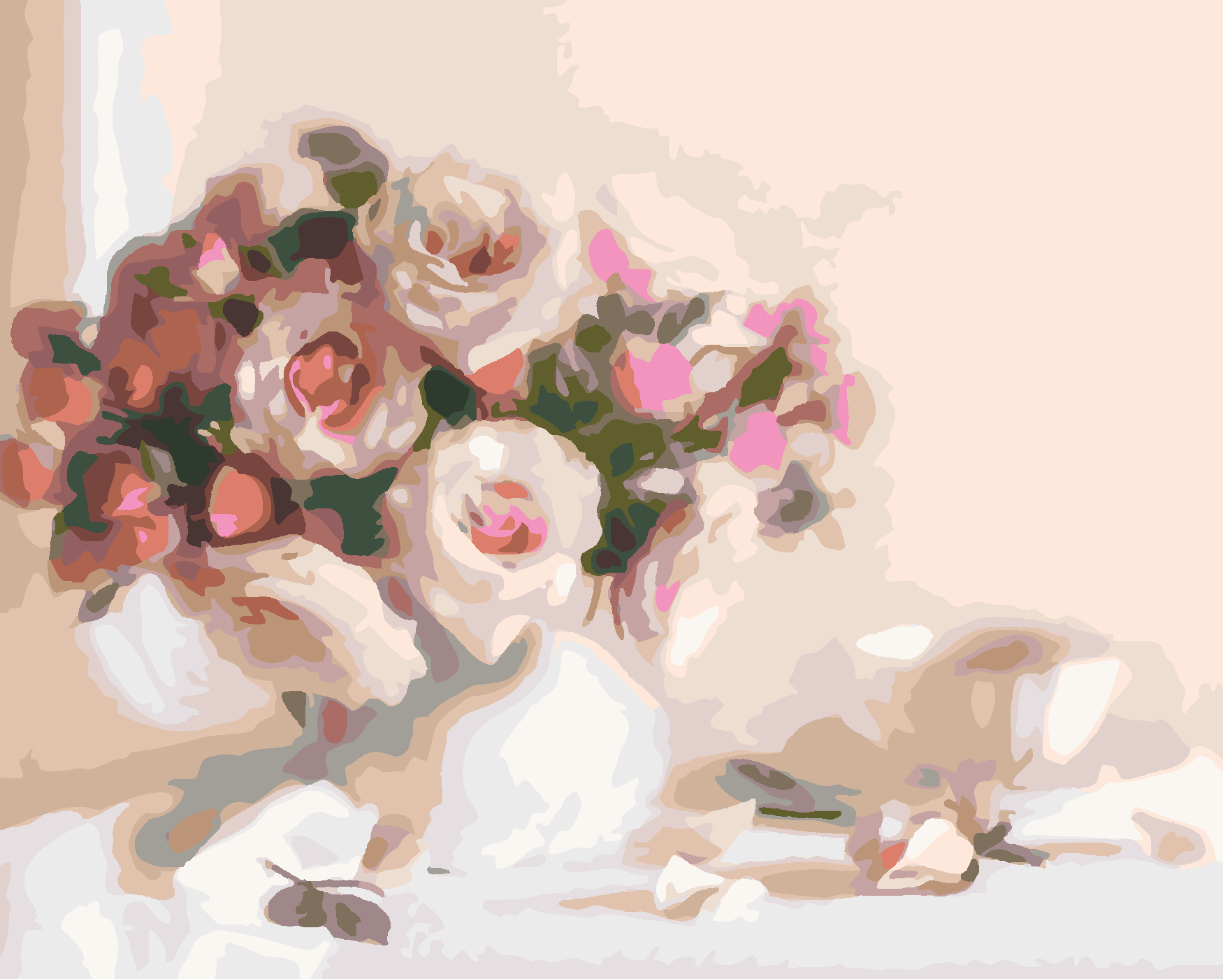 Malování podle čísel - RŮŽE A ŠÁLEK ČAJE Rozměr: 40x50 cm, Rámování: bez rámu a bez vypnutí plátna