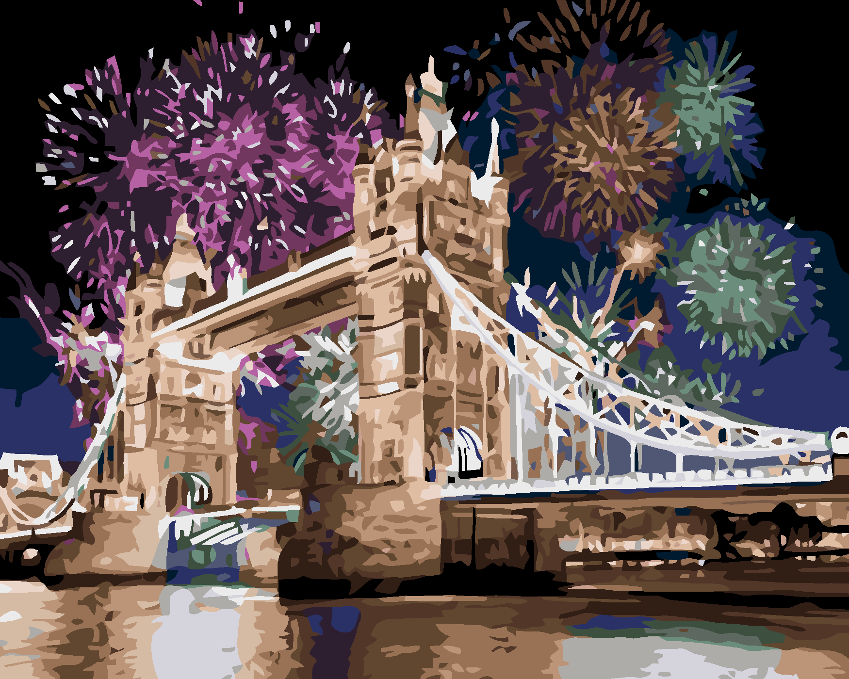 Malování podle čísel - TOWER BRIDGE Rozměr: 80x100 cm, Rámování: vypnuté plátno na rám