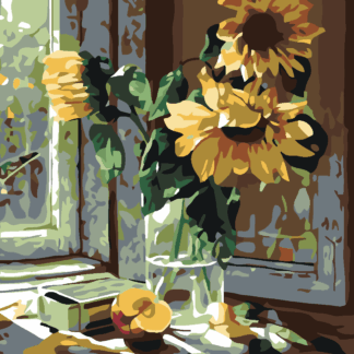 Malování podle čísel - SLUNEČNICE VE VÁZE Rozměr: 80x100 cm, Rámování: vypnuté plátno na rám