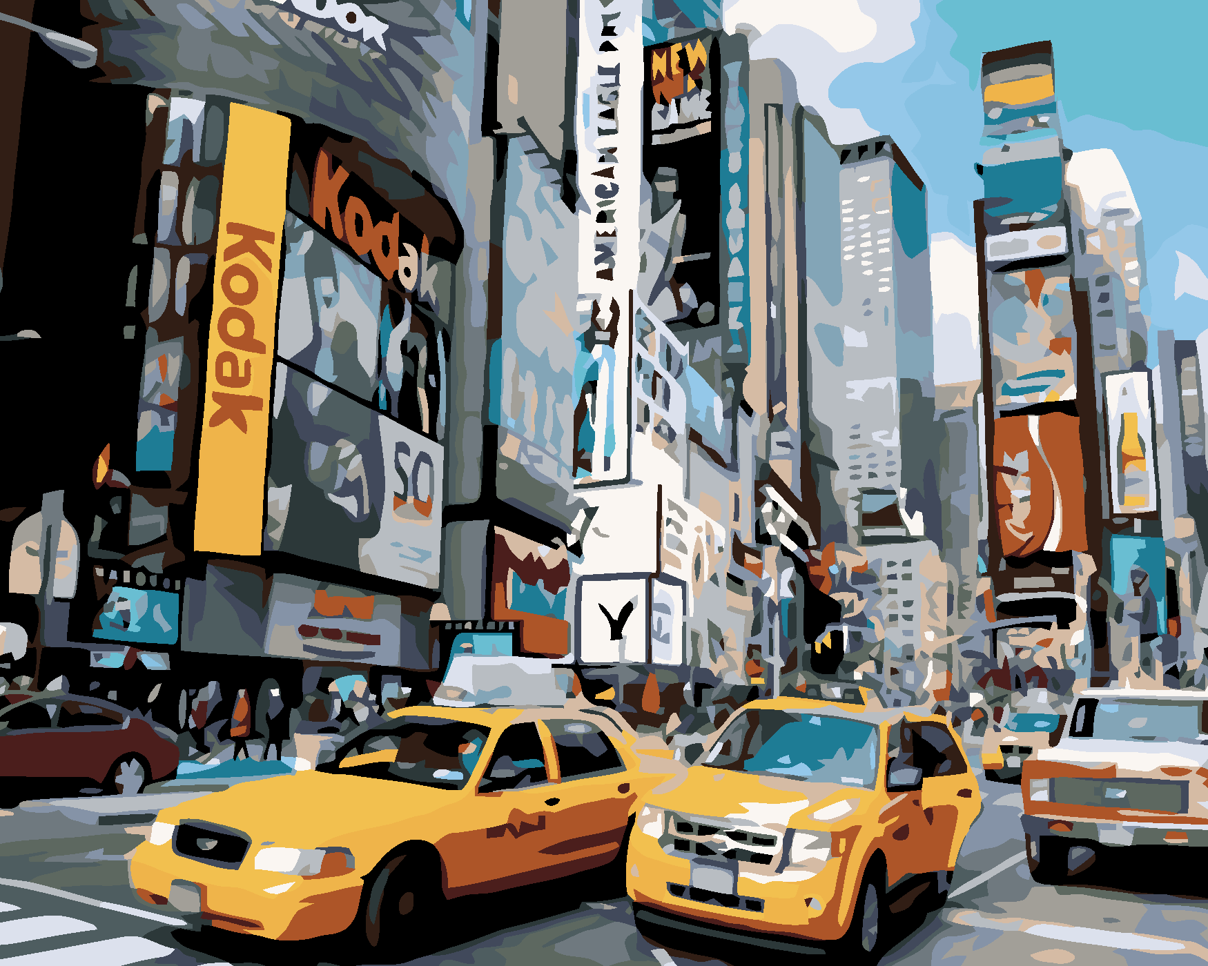 Malování podle čísel - ULICE V NEW YORKU Rozměr: 80x100 cm, Rámování: bez rámu a bez vypnutí plátna