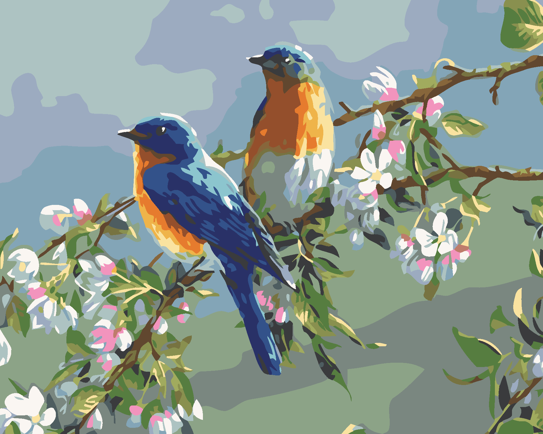 Malování podle čísel - PTÁČCI Rozměr: 80x100 cm, Rámování: bez rámu a bez vypnutí plátna