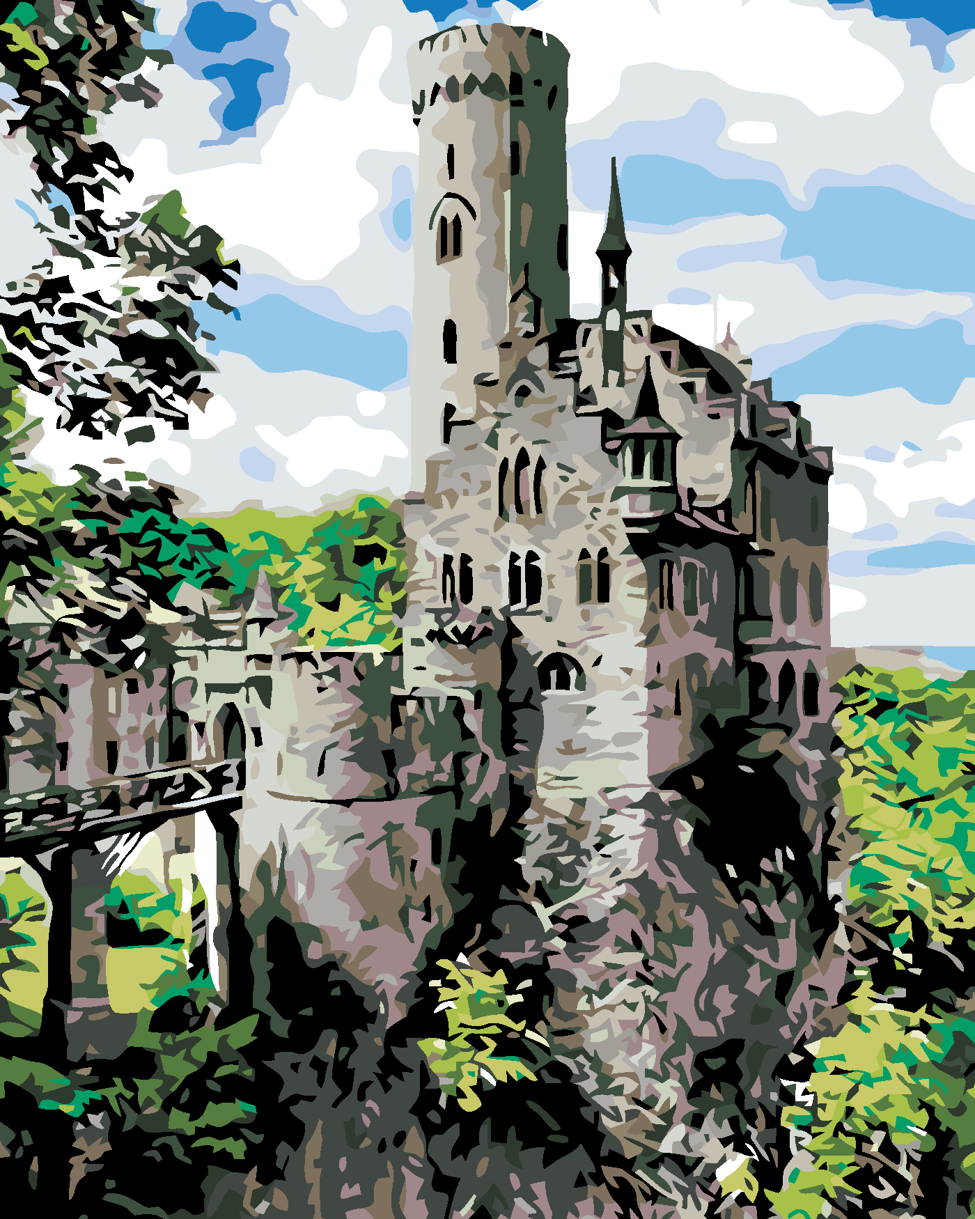 Malování podle čísel - RYTÍŘSKÝ HRAD Rozměr: 40x50 cm, Rámování: bez rámu a bez vypnutí plátna