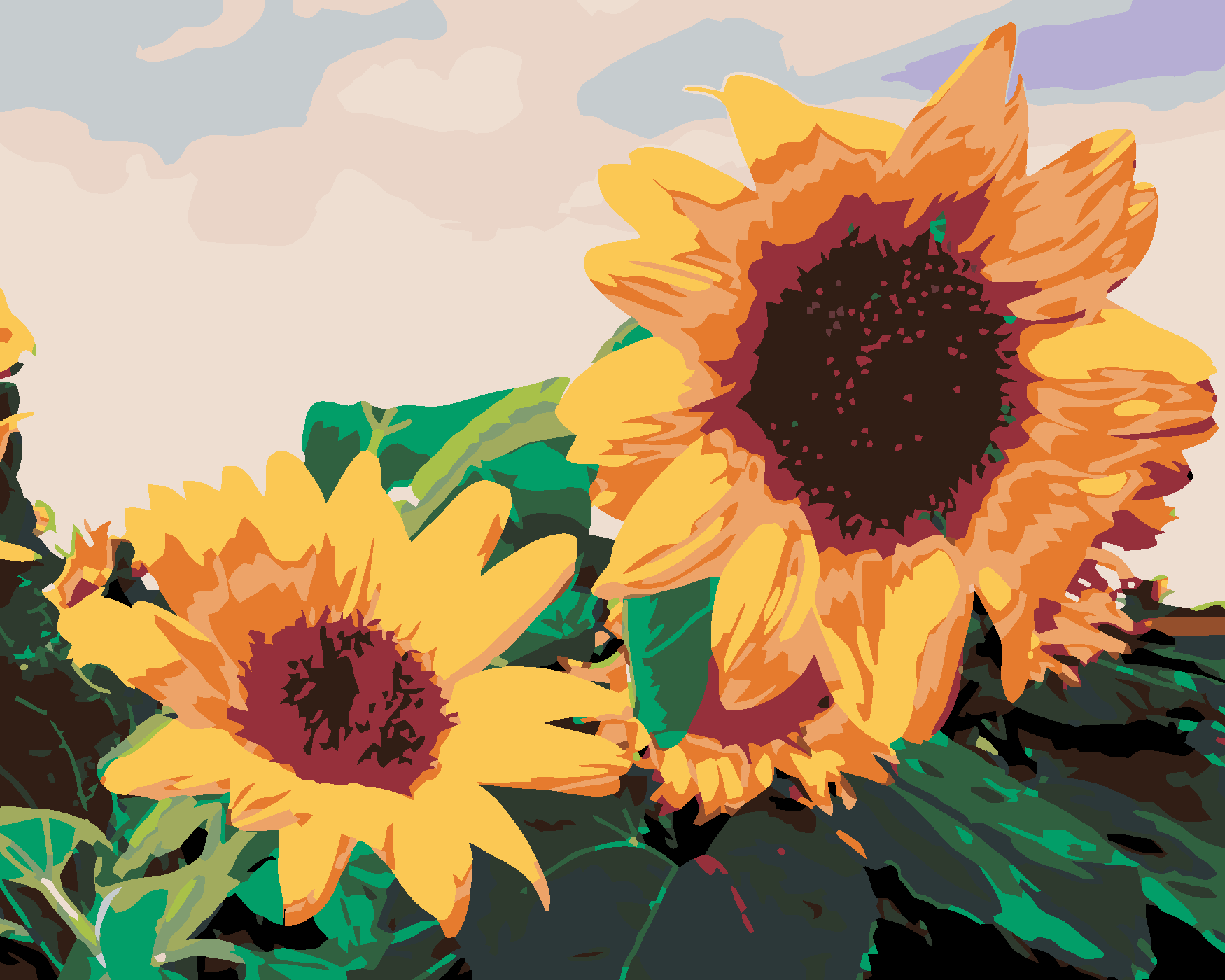 Malování podle čísel - SLUNEČNICE I. Rozměr: 40x50 cm, Rámování: vypnuté plátno na rám