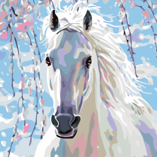 Malování podle čísel - BÍLÝ KŮŇ Rozměr: 40x50 cm, Rámování: bez rámu a bez vypnutí plátna