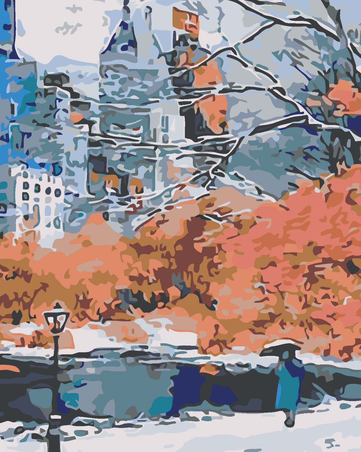 Malování podle čísel - PARK V NEW YORKU Rozměr: 80x100 cm, Rámování: vypnuté plátno na rám