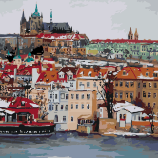 Malování podle čísel - ZIMNÍ PRAŽSKÝ HRAD Rozměr: 40x50 cm, Rámování: bez rámu a bez vypnutí plátna