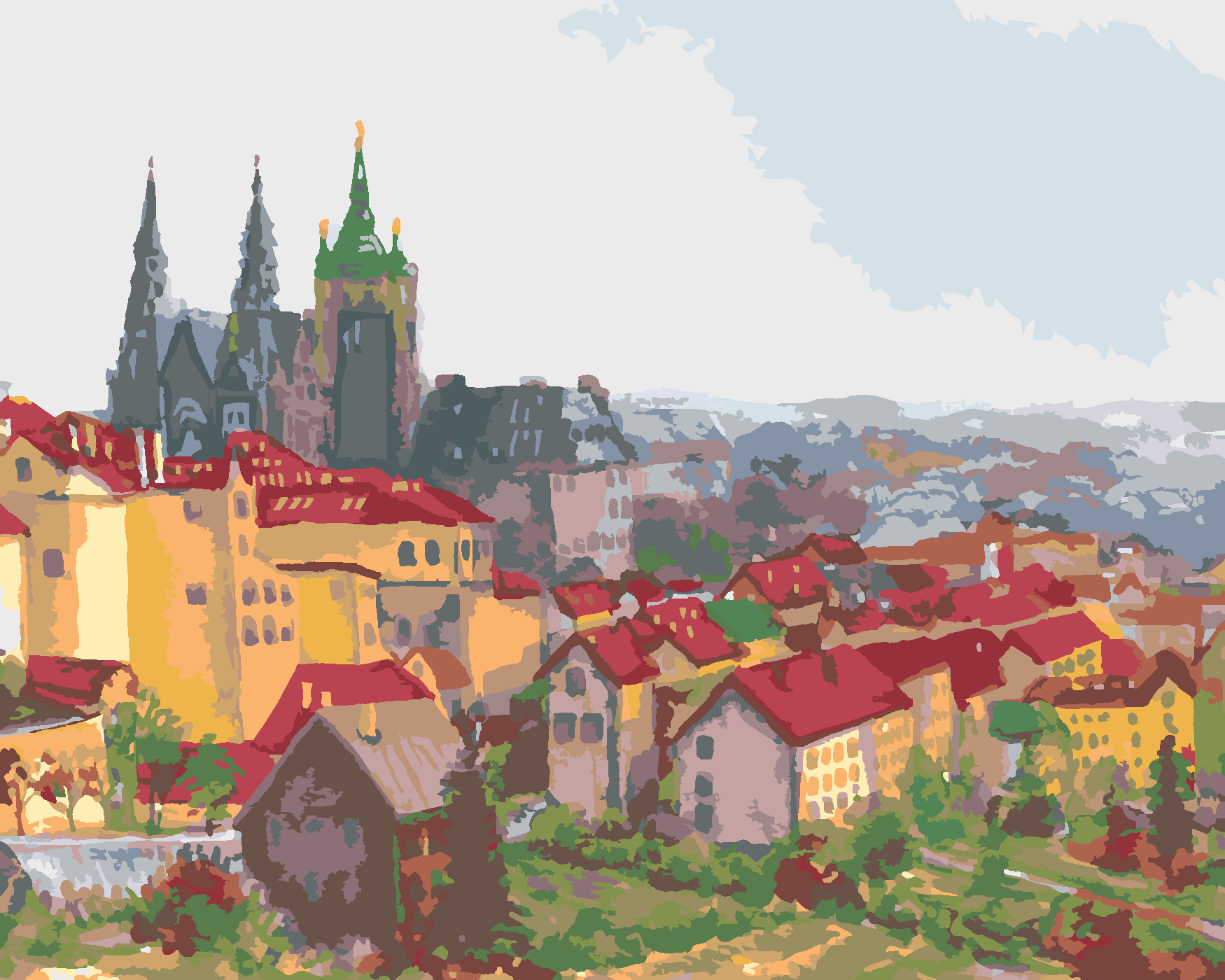 Malování podle čísel - PRAŽSKÝ HRAD Rozměr: 80x100 cm, Rámování: vypnuté plátno na rám