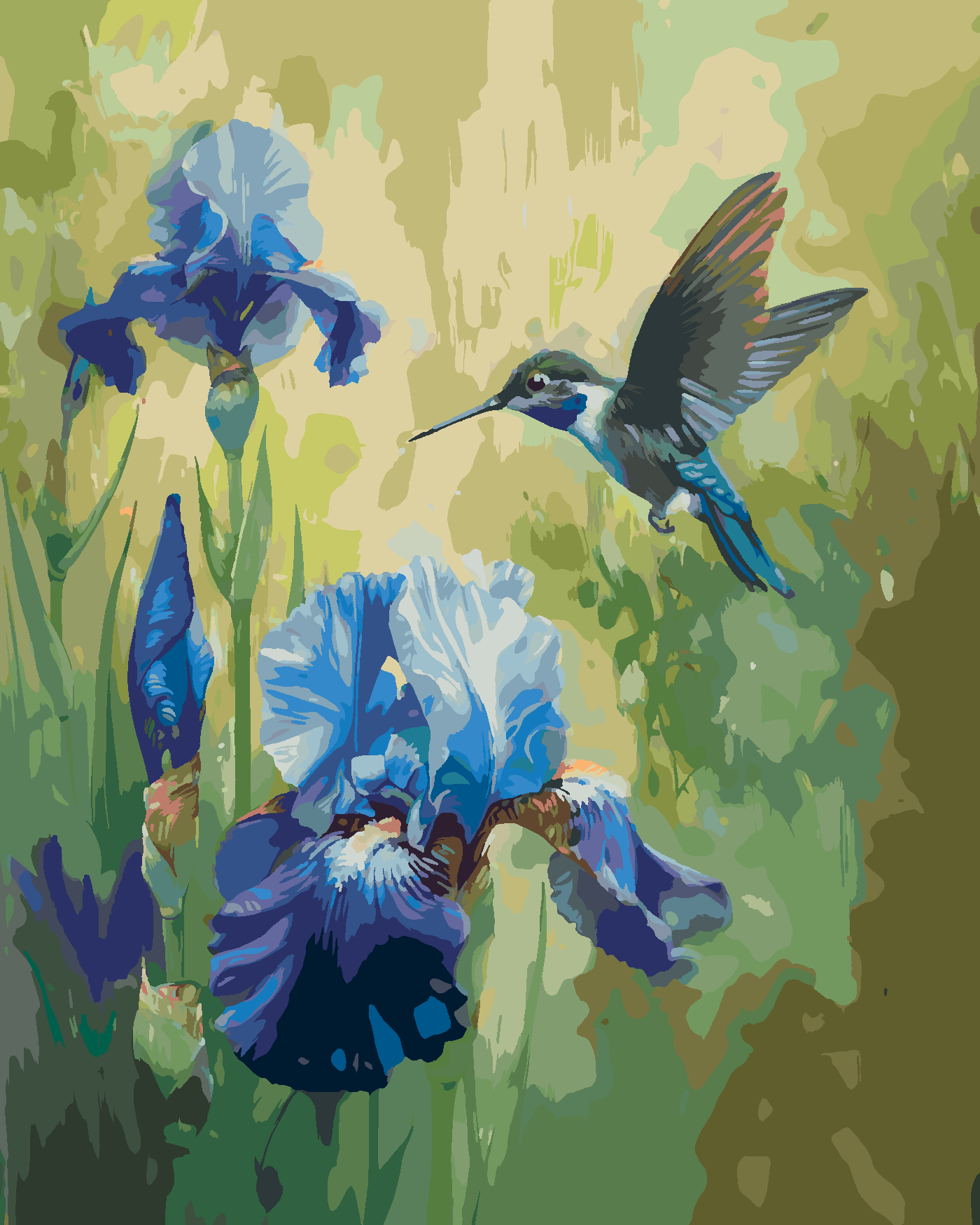 Malování podle čísel - LEDNÁČEK A KOSATEC Rozměr: 80x100 cm, Rámování: bez rámu a bez vypnutí plátna