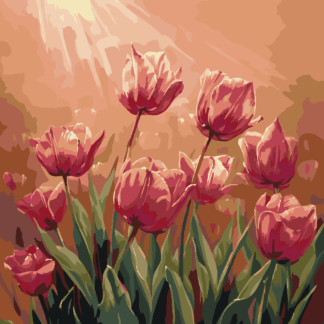 Malování podle čísel - TULIPÁNY Rozměr: 40x50 cm, Rámování: bez rámu a bez vypnutí plátna