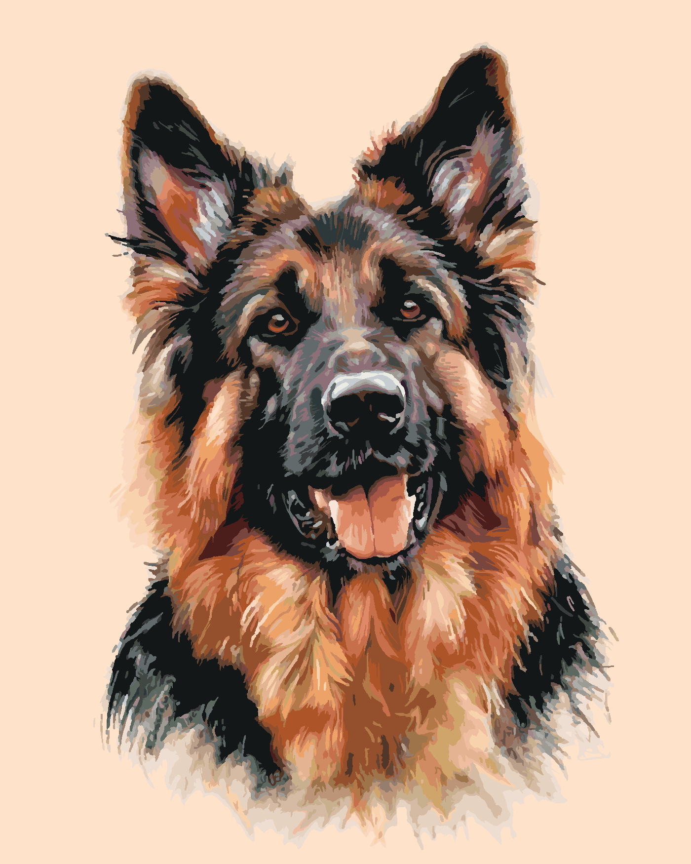 Malování podle čísel - NĚMECKÝ OVČÁK Rozměr: 80x100 cm, Rámování: bez rámu a bez vypnutí plátna