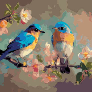 Malování podle čísel - PTÁK SALAŠNÍK NA ROZKVETLÉ VĚTVI Rozměr: 40x50 cm, Rámování: vypnuté plátno na rám