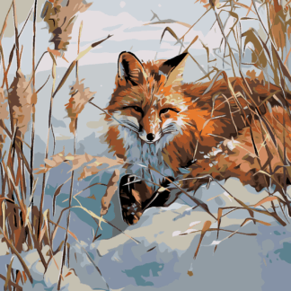 Malování podle čísel - LIŠKA VE SNĚHU Rozměr: 40x50 cm, Rámování: vypnuté plátno na rám