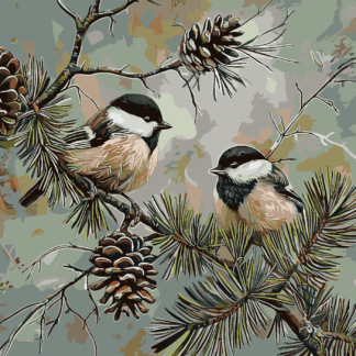 Malování podle čísel - SÝKORA NA JEHLIČNATÉ VĚTVI Rozměr: 80x100 cm, Rámování: bez rámu a bez vypnutí plátna