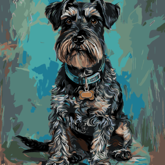 Malování podle čísel - KNÍRAČ S MODRÝM OBOJKEM Rozměr: 40x50 cm, Rámování: bez rámu a bez vypnutí plátna