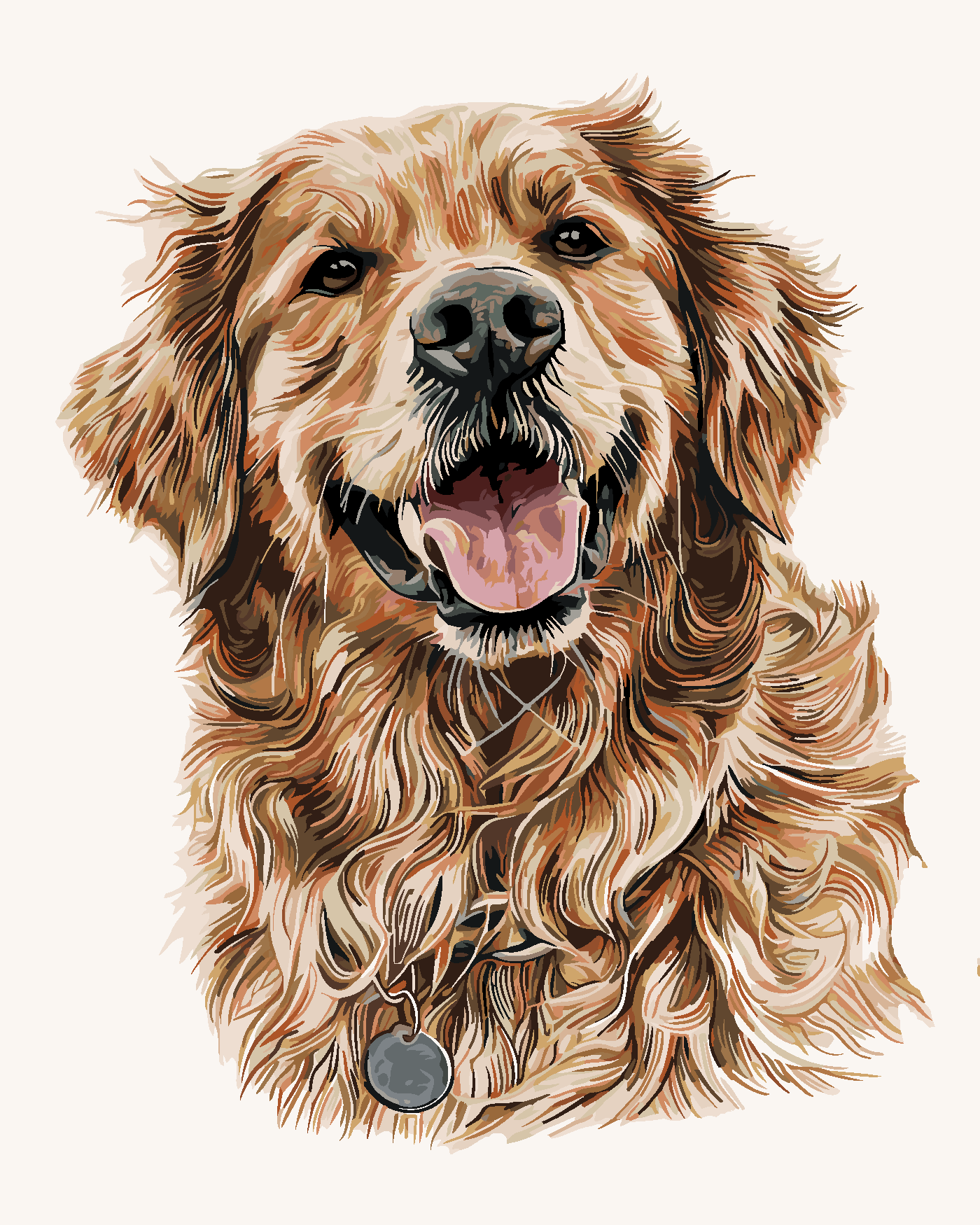 Malování podle čísel - ZLATÝ RETRÍVR SE ZNÁMKOU Rozměr: 40x50 cm, Rámování: bez rámu a bez vypnutí plátna