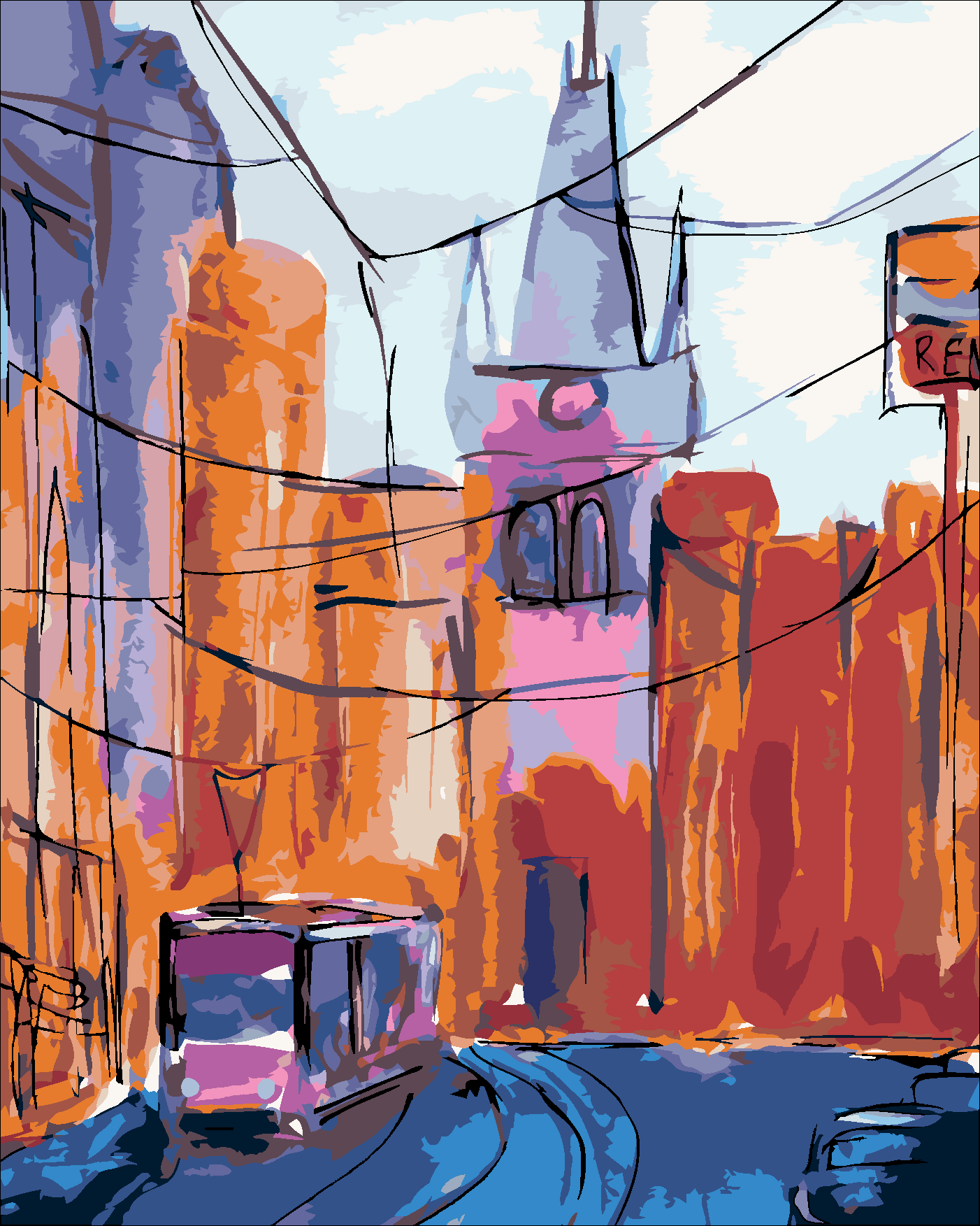 Malování podle čísel - PRAHA PRAŠNÁ BRÁNA Rozměr: 80x100 cm, Rámování: bez rámu a bez vypnutí plátna