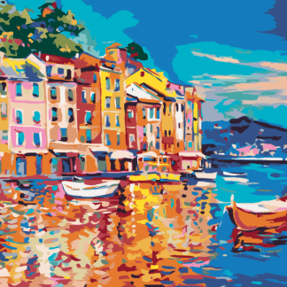 Malování podle čísel - LODĚ NA MOŘI U PŘÍSTAVU Rozměr: 40x50 cm, Rámování: vypnuté plátno na rám