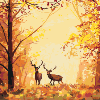 Malování podle čísel - JELENI V LESE Rozměr: 80x100 cm, Rámování: bez rámu a bez vypnutí plátna