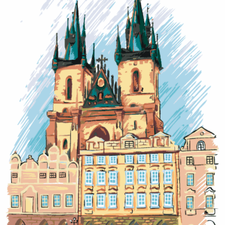 Malování podle čísel - TÝNSKÝ CHRÁM PRAHA Rozměr: 80x100 cm, Rámování: vypnuté plátno na rám