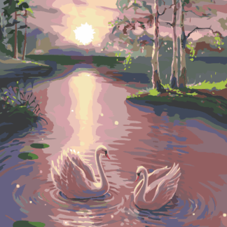 Malování podle čísel - LABUTĚ NA VODĚ Rozměr: 80x100 cm, Rámování: vypnuté plátno na rám