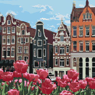 Malování podle čísel - TULIPÁNY V AMSTERDAMU II Rozměr: 80x100 cm, Rámování: bez rámu a bez vypnutí plátna