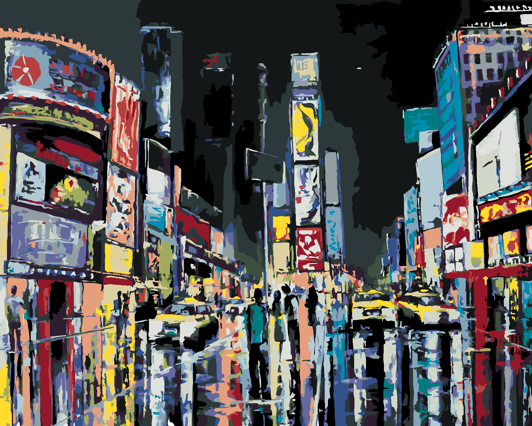 Malování podle čísel - POHLED NA NOČNÍ NEW YORK Rozměr: 80x100 cm, Rámování: bez rámu a bez vypnutí plátna