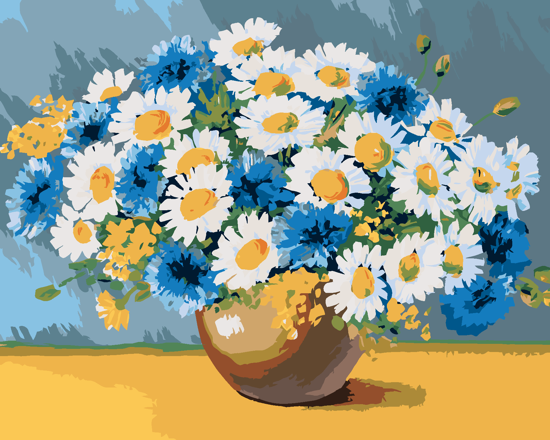 Malování podle čísel - KOPRETINY S DALŠÍMI JARNÍMI KVĚTINAMI Rozměr: 80x100 cm, Rámování: bez rámu a bez vypnutí plátna