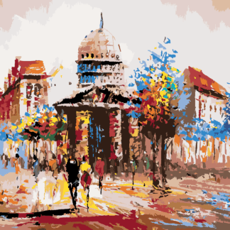 Malování podle čísel - POHLED NA KRAJ BLOKU V PAŘÍŽI Rozměr: 80x100 cm, Rámování: vypnuté plátno na rám