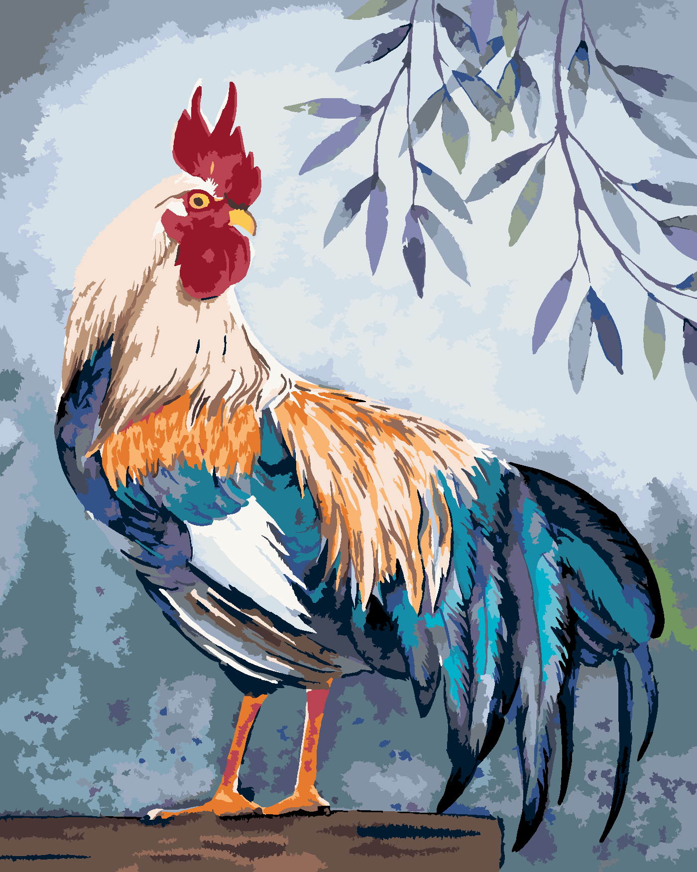 Malování podle čísel - PESTRÝ KOHOUT Rozměr: 40x50 cm, Rámování: vypnuté plátno na rám