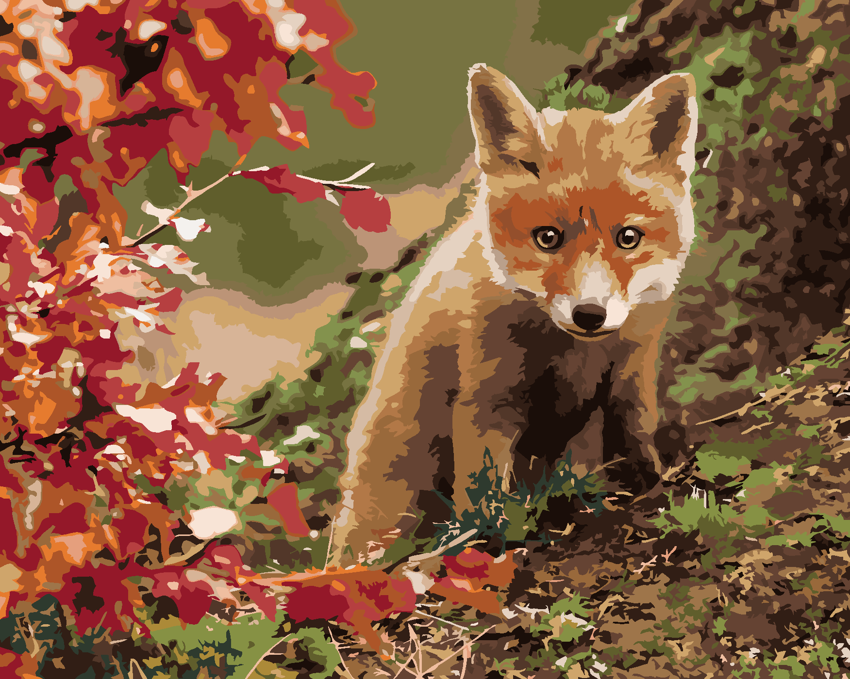 Malování podle čísel - MALÁ LIŠKA Rozměr: 40x50 cm, Rámování: vypnuté plátno na rám