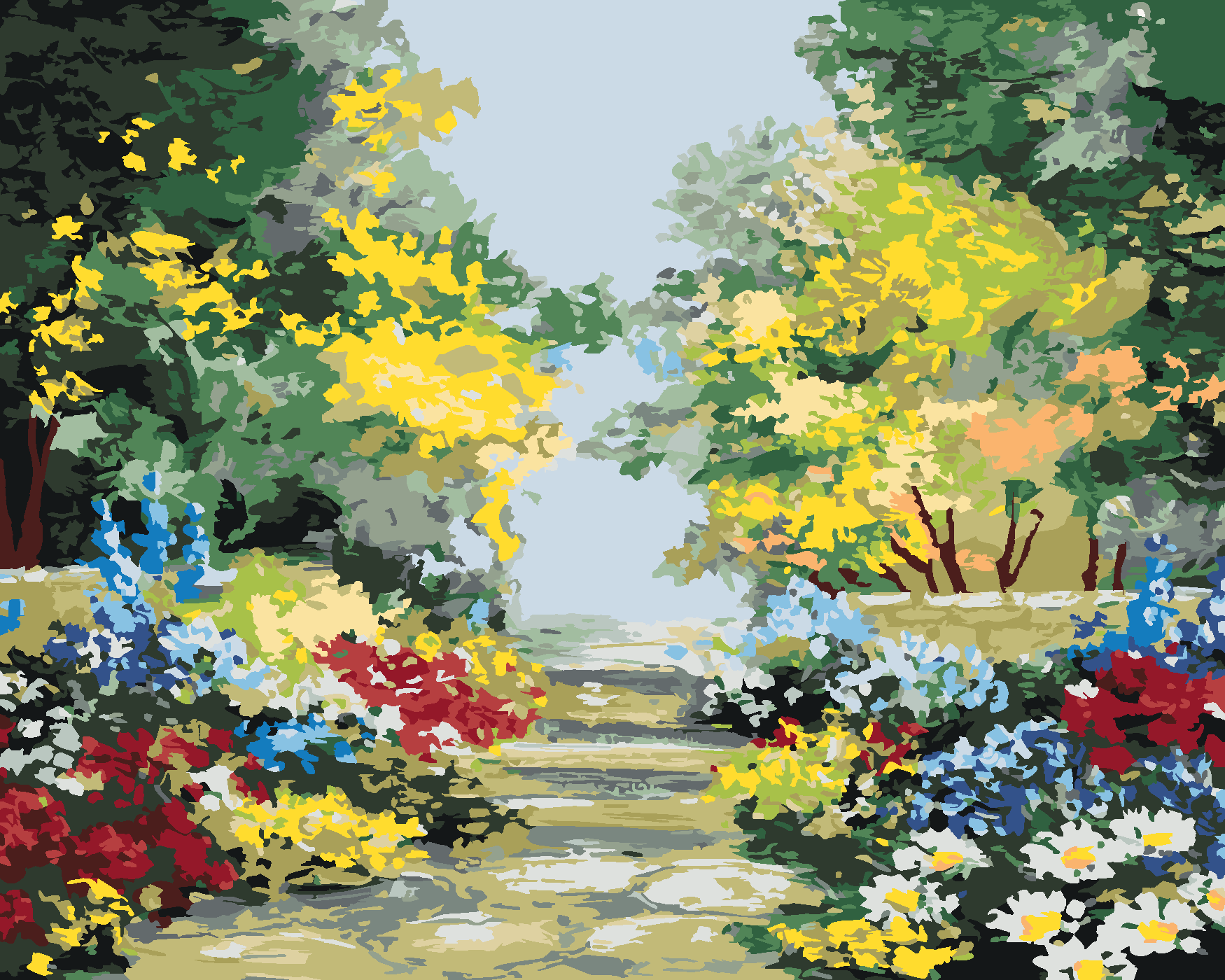 Malování podle čísel - OKRASNÉ KVĚTINY Rozměr: 40x50 cm, Rámování: vypnuté plátno na rám
