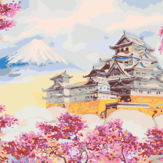 Malování podle čísel - JAPONSKO CHRÁM OBKLOPENÝ KVĚTINAMI Rozměr: 40x50 cm, Rámování: bez rámu a bez vypnutí plátna