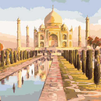 Malování podle čísel - TAJ MAHAL A VÝCHOD SLUNCE Rozměr: 80x100 cm, Rámování: bez rámu a bez vypnutí plátna