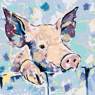 Malování podle čísel - ŠŤASTNÉ PRASÁTKO Rozměr: 80x100 cm, Rámování: bez rámu a bez vypnutí plátna