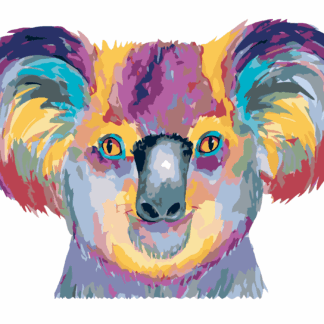 Malování podle čísel - BAREVNÁ KOALA NA BÍLÉM POZADÍ Rozměr: 80x100 cm, Rámování: vypnuté plátno na rám