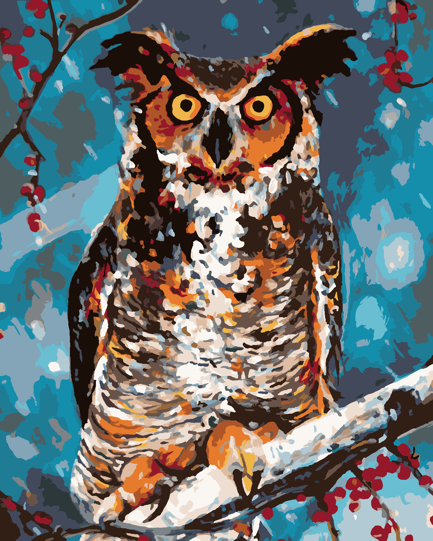 Malování podle čísel - SOVA V LESE Rozměr: 40x50 cm, Rámování: bez rámu a bez vypnutí plátna