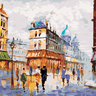 Malování podle čísel - POHLED NA ULICI PAŘÍŽ Rozměr: 80x100 cm, Rámování: vypnuté plátno na rám