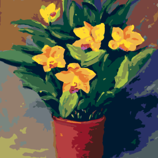 Malování podle čísel - NARCISY V KVĚTINÁČI Rozměr: 40x50 cm, Rámování: bez rámu a bez vypnutí plátna