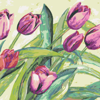 Malování podle čísel - FIALOVÉ TULIPÁNY Rozměr: 40x50 cm, Rámování: bez rámu a bez vypnutí plátna