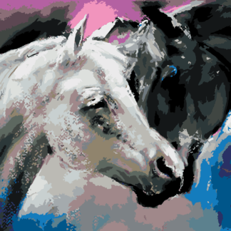 Malování podle čísel - ČERNÝ A BÍLÝ KŮŇ Rozměr: 40x50 cm, Rámování: bez rámu a bez vypnutí plátna