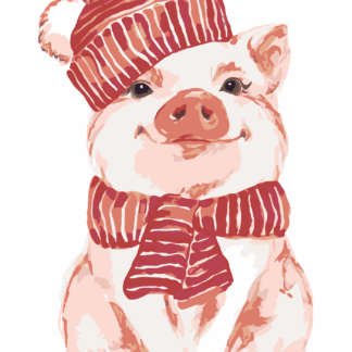 Malování podle čísel - PRASE S ČERVENOU ŠÁLOU A ČEPICÍ Rozměr: 40x50 cm, Rámování: bez rámu a bez vypnutí plátna