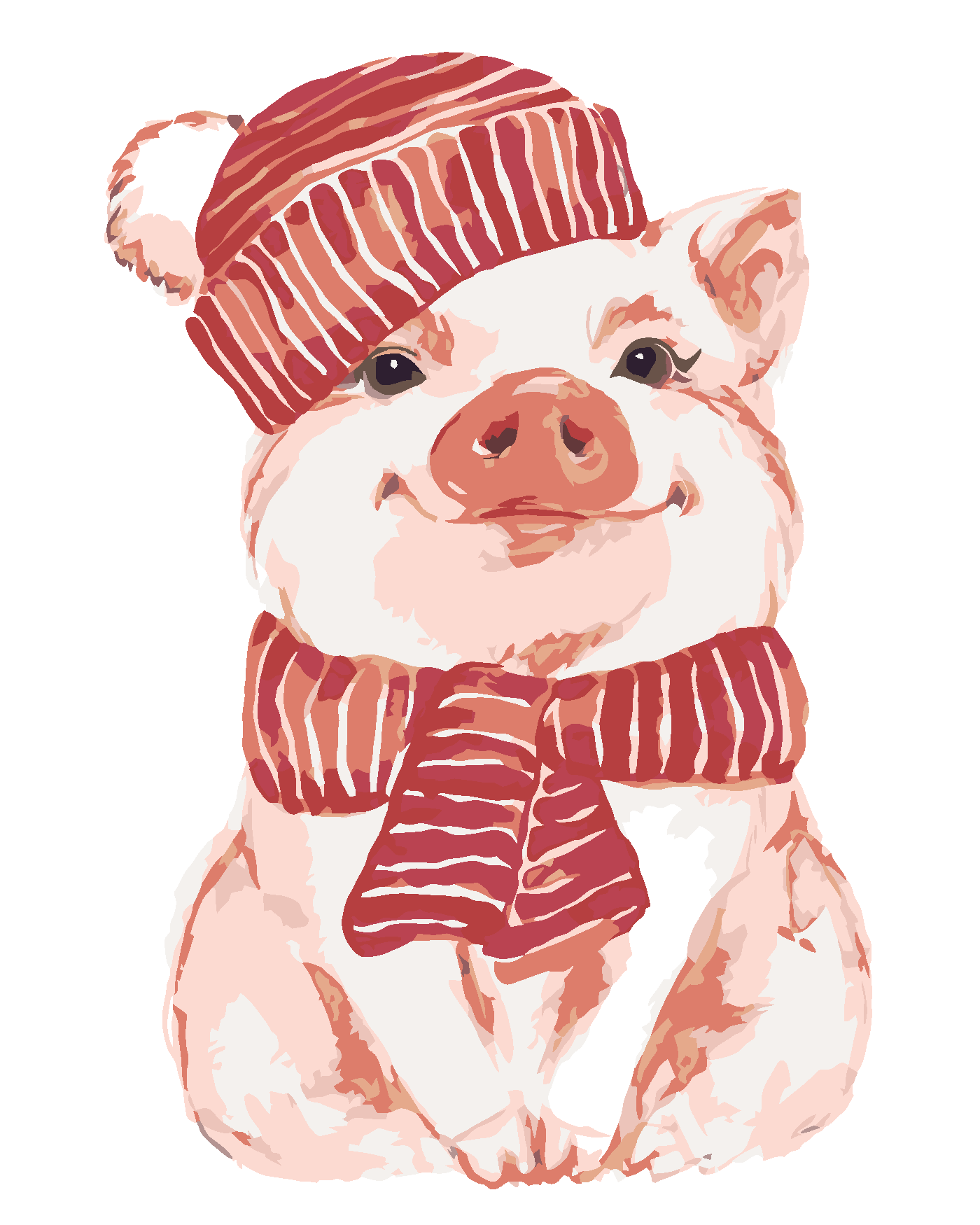 Malování podle čísel - PRASE S ČERVENOU ŠÁLOU A ČEPICÍ Rozměr: 80x100 cm, Rámování: vypnuté plátno na rám