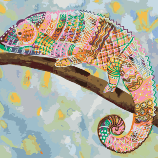 Malování podle čísel - PESTRÝ CHAMELEON Rozměr: 80x100 cm, Rámování: bez rámu a bez vypnutí plátna