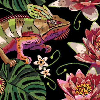 Malování podle čísel - CHAMELEON MEZI LEKNÍNY Rozměr: 80x100 cm, Rámování: bez rámu a bez vypnutí plátna