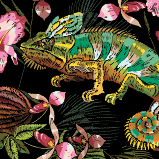 Malování podle čísel - CHAMELEON A ORCHIDEJE Rozměr: 40x50 cm, Rámování: bez rámu a bez vypnutí plátna