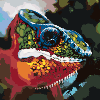 Malování podle čísel - ABSTRAKTNÍ BAREVNÝ CHAMELEÓN Rozměr: 80x100 cm, Rámování: vypnuté plátno na rám