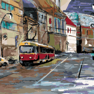 Malování podle čísel - PROJÍŽĎKA PO PRAZE Rozměr: 40x50 cm, Rámování: bez rámu a bez vypnutí plátna